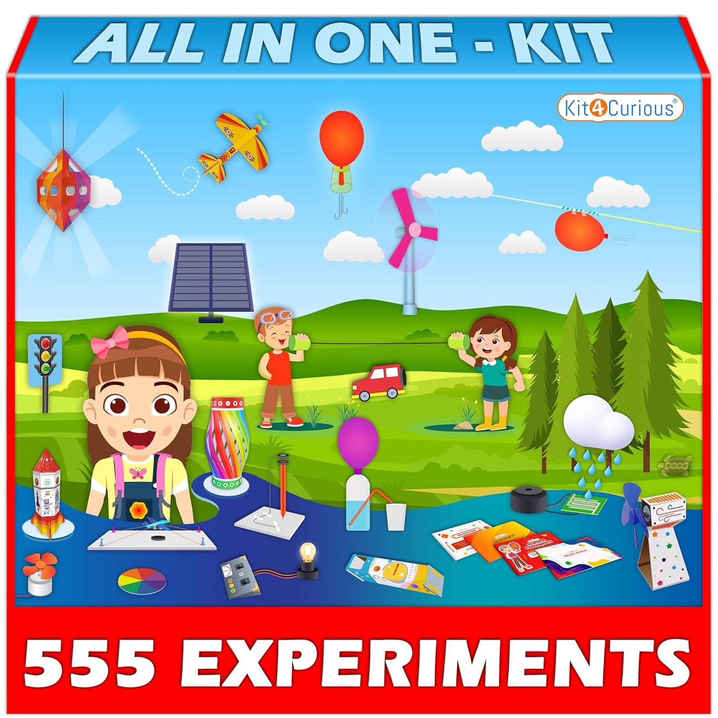 Kit4Curious Super Kit 100 Items in a kit – Science & Fun Innovation Kit with Instruction Manual for 100 Projects