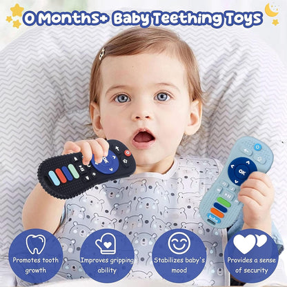 TEC TAVAKKAL Silicone Remote Teether For Baby, Remote Teether For 3+ Months And 6 To 12 Months Baby, Helps Biting Skills Development, Colour & Shape Recognition, Teething Toys For Babies And Toddlers Black