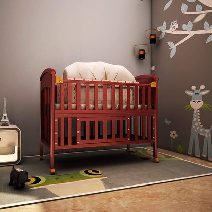 LuvLap C-50 Baby Wooden Cot with Mosquito Net, EN certified Baby Furniture suitable for new born to 12 month, without mattress (Cherry Red)