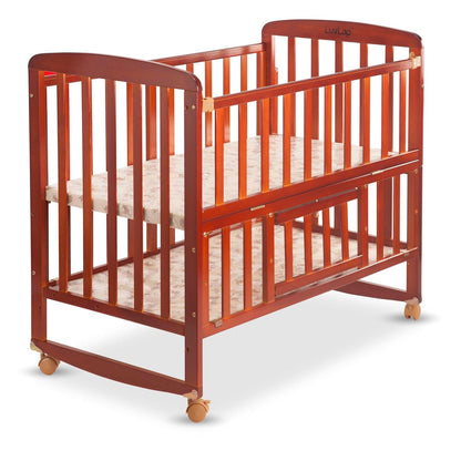 LuvLap C-50 Baby Wooden Cot with Mosquito Net, EN certified Baby Furniture suitable for new born to 12 month, without mattress (Cherry Red)