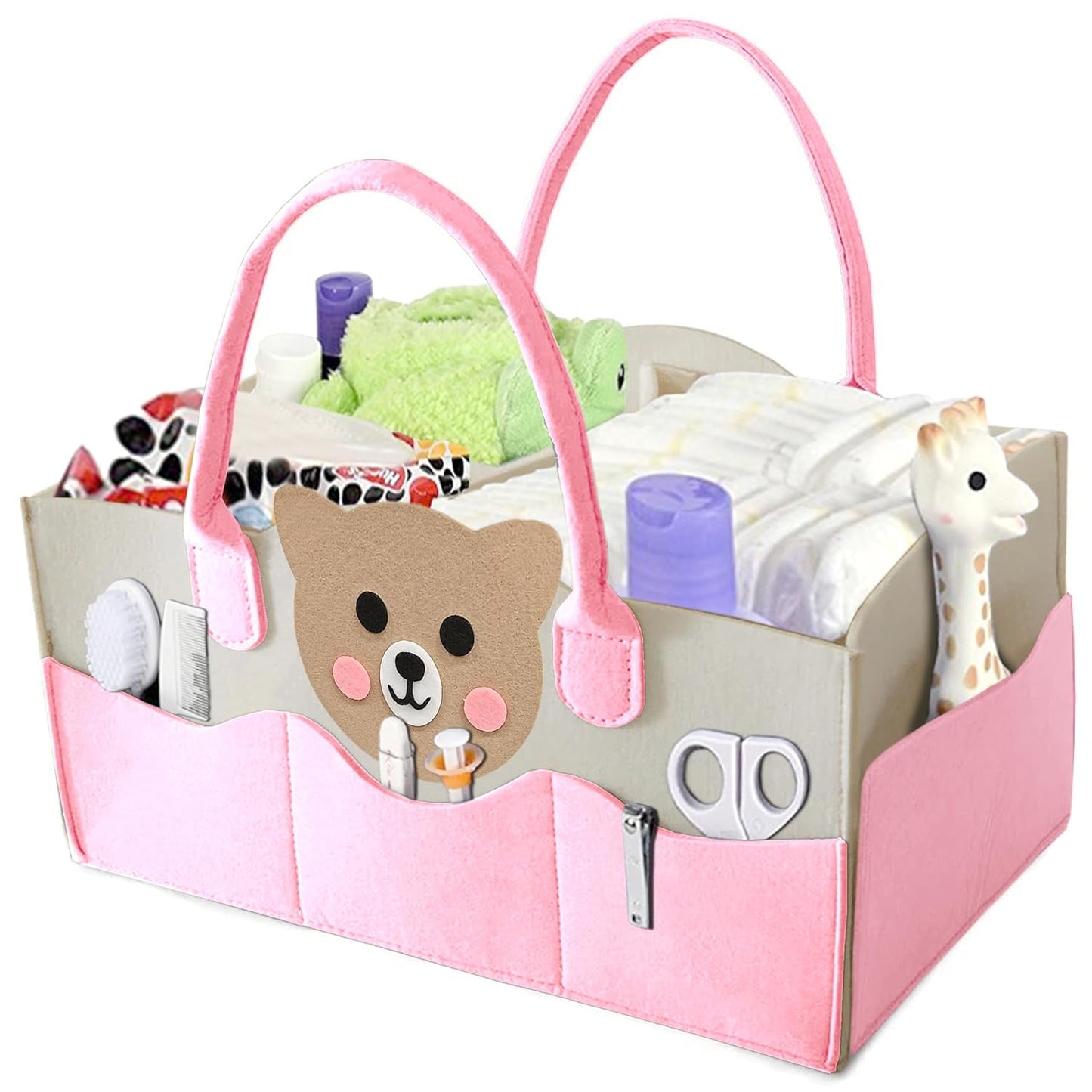 MOM CARE Baby Diaper Storage Organizer Nappies Bag For Mother Stylish Storage Bag For All Newborn Baby Products Nursery Basket -Pink