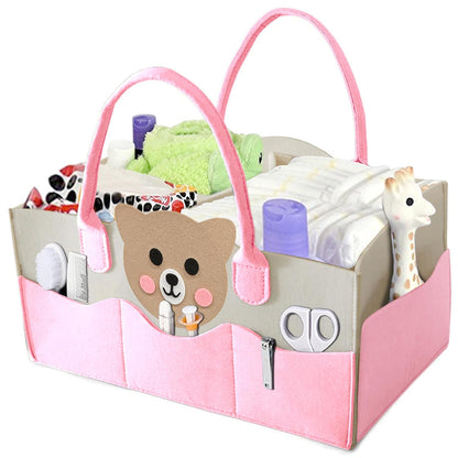 MOM CARE Baby Diaper Storage Organizer Nappies Bag For Mother Stylish Storage Bag For All Newborn Baby Products Nursery Basket -Pink