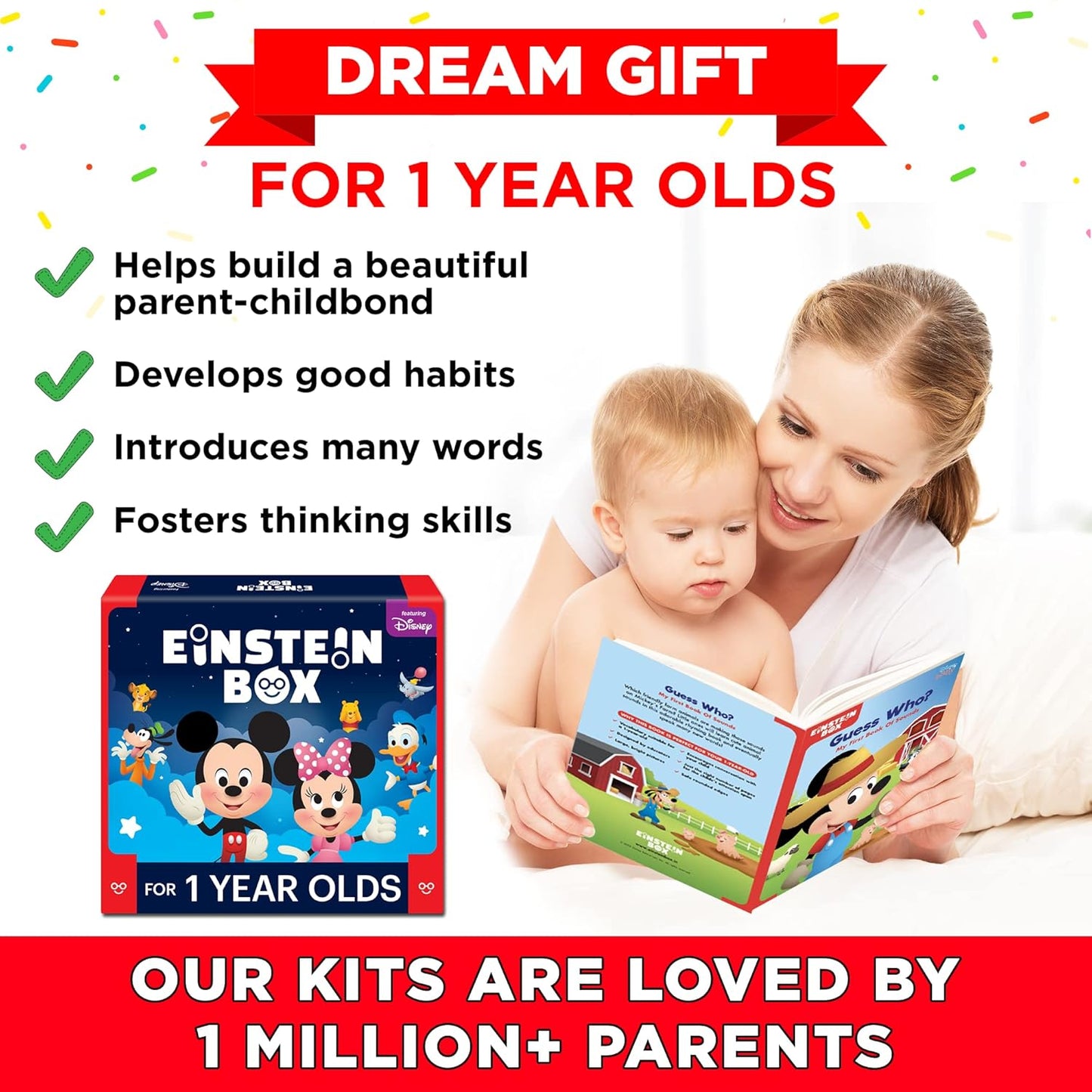 EINSTEIN BOX for 1 Year Old Boys/Girls | Gift Toys & Board Books for Kids | Learning Kit & Educational Toys | Pretend Play Set of Animal Masks | Activity Book Included, Multicolor