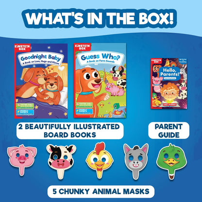 EINSTEIN BOX for 1 Year Old Boys/Girls | Gift Toys & Board Books for Kids | Learning Kit & Educational Toys | Pretend Play Set of Animal Masks | Activity Book Included, Multicolor