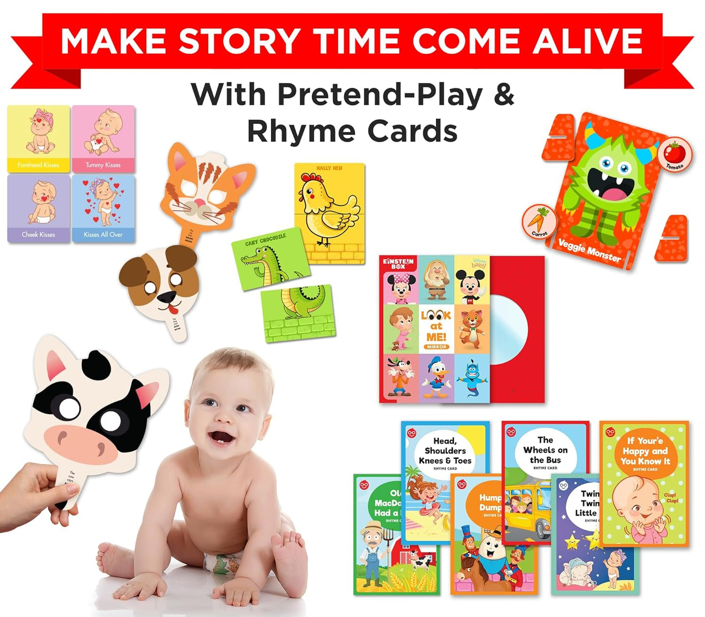 EINSTEIN BOX for 1 Year Old Boys/Girls | Gift Toys & Board Books for Kids | Learning Kit & Educational Toys | Pretend Play Set of Animal Masks | Activity Book Included, Multicolor