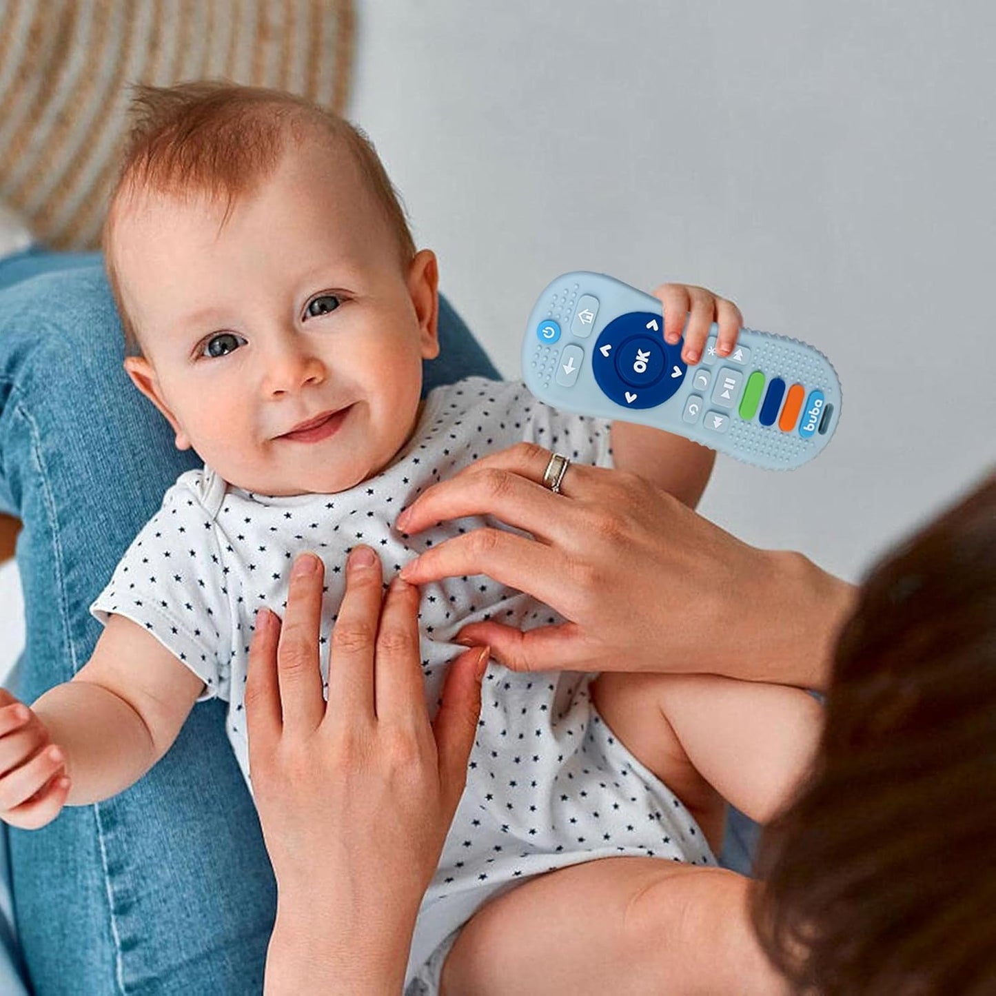 TEC TAVAKKAL Silicone Remote Teether For Baby, Remote Teether For 3+ Months And 6 To 12 Months Baby, Helps Biting Skills Development, Colour & Shape Recognition, Teething Toys For Babies And Toddlers Black