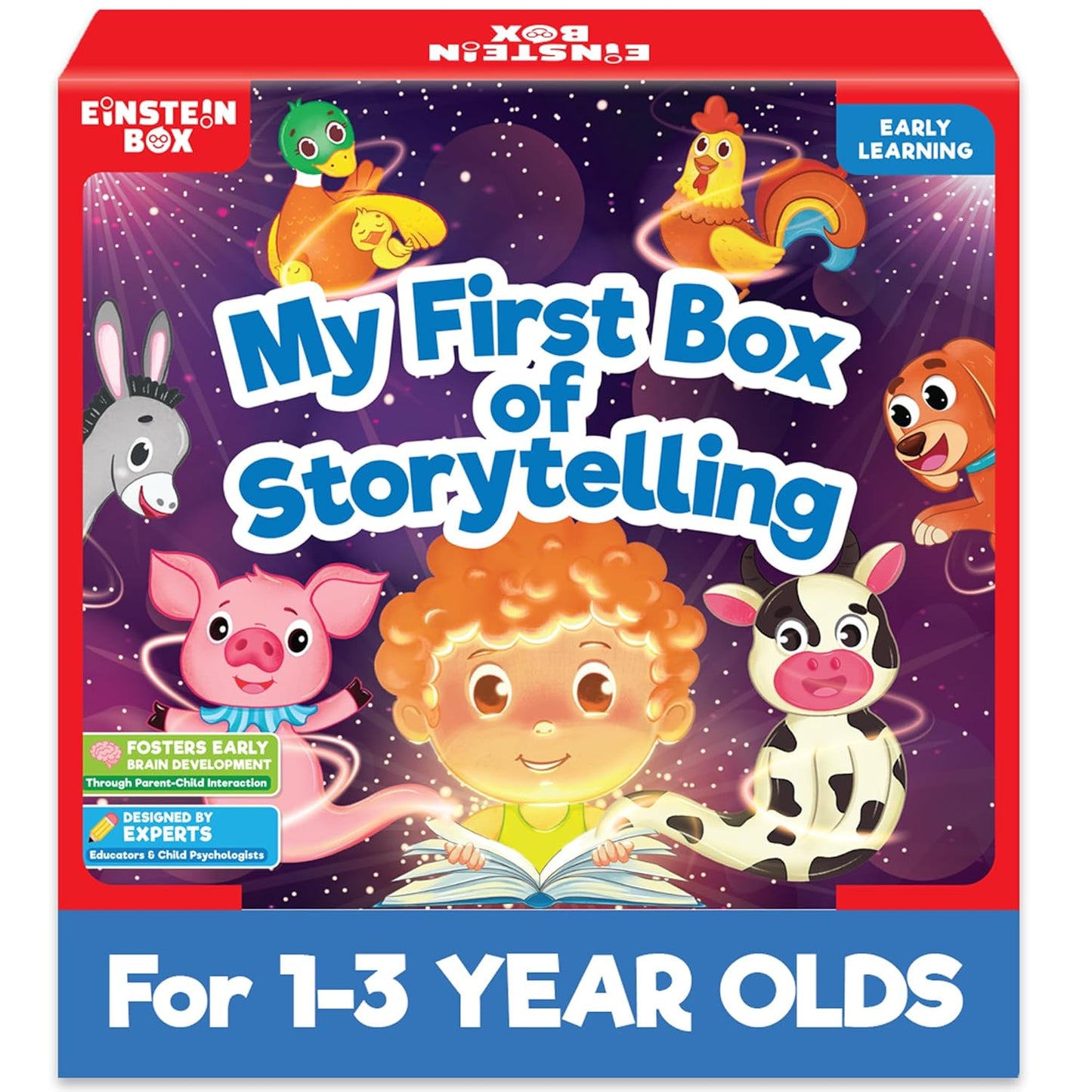 EINSTEIN BOX for 1 Year Old Boys/Girls | Gift Toys & Board Books for Kids | Learning Kit & Educational Toys | Pretend Play Set of Animal Masks | Activity Book Included, Multicolor