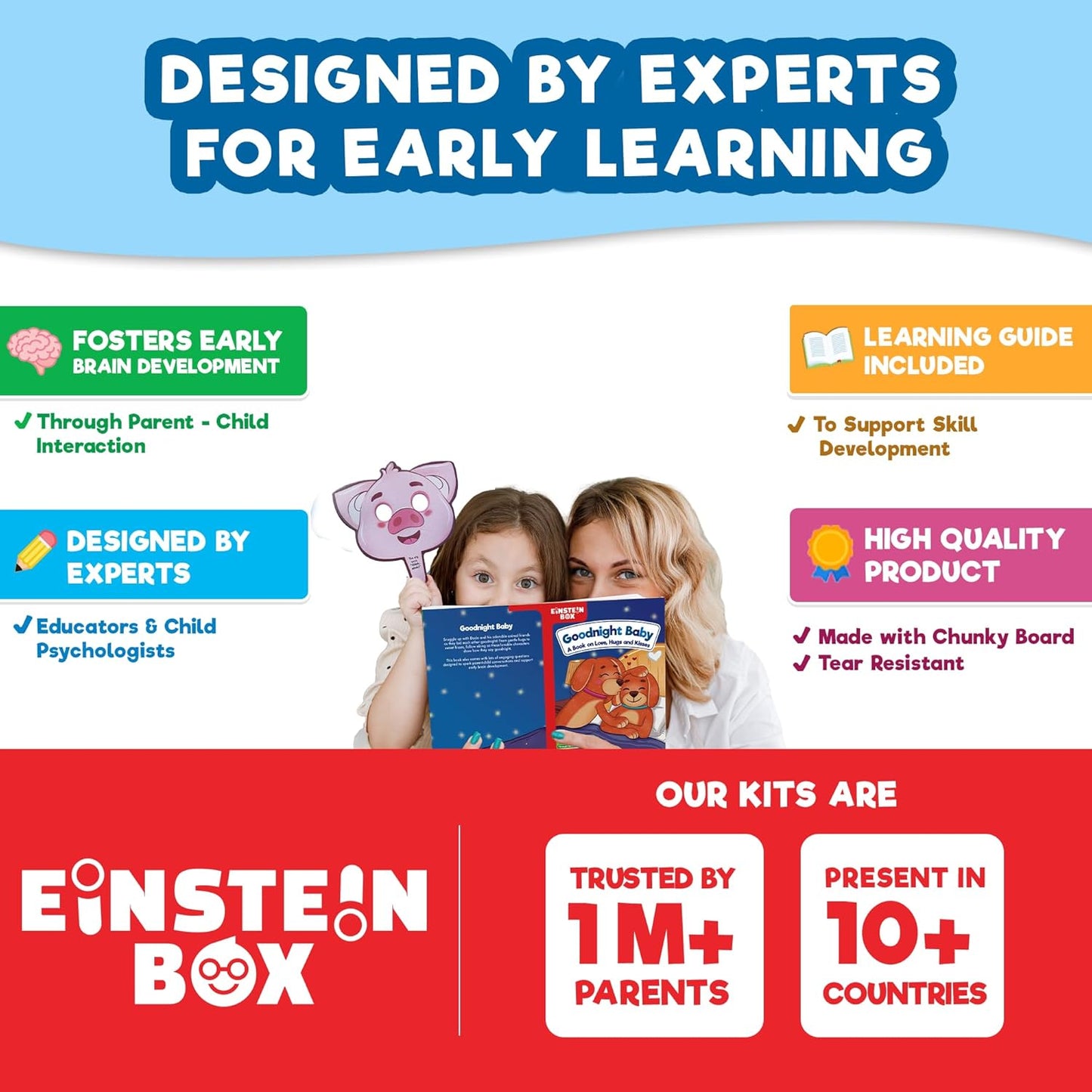 EINSTEIN BOX for 1 Year Old Boys/Girls | Gift Toys & Board Books for Kids | Learning Kit & Educational Toys | Pretend Play Set of Animal Masks | Activity Book Included, Multicolor