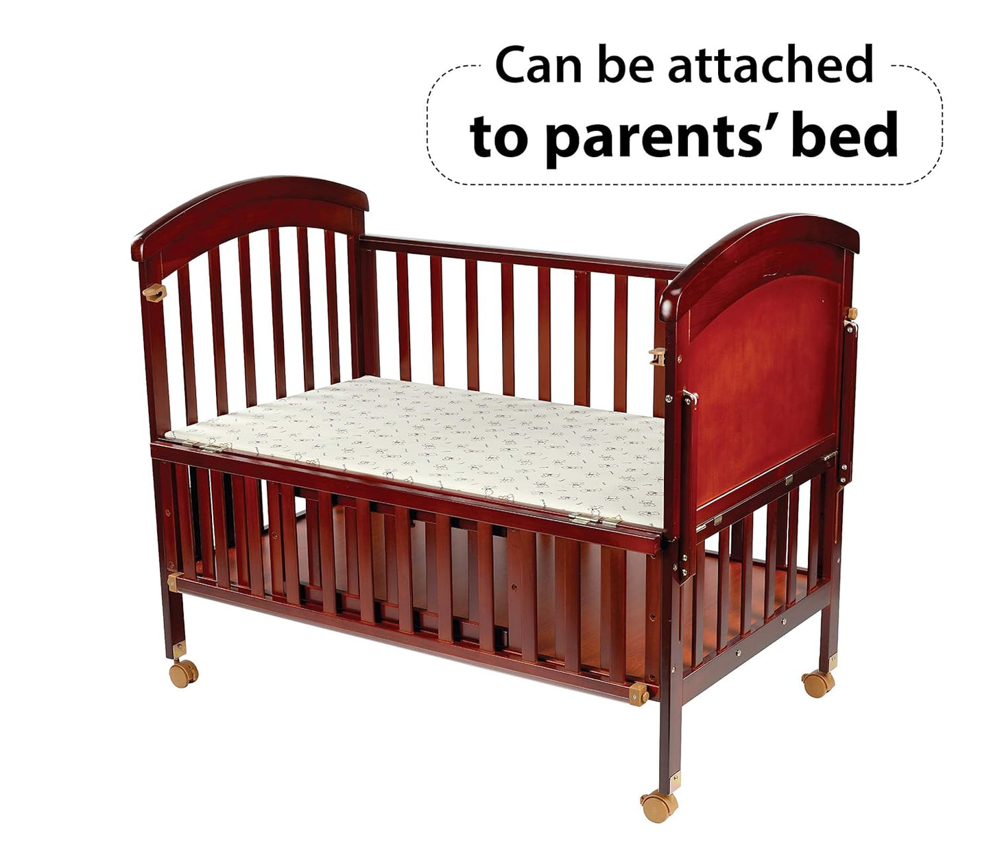 LuvLap C-50 Baby Wooden Cot with Mosquito Net, EN certified Baby Furniture suitable for new born to 12 month, without mattress (Cherry Red)
