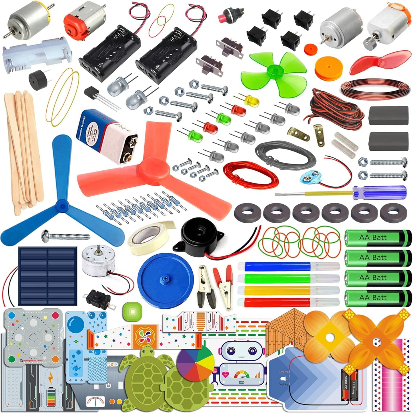 Kit4Curious Super Kit 100 Items in a kit – Science & Fun Innovation Kit with Instruction Manual for 100 Projects