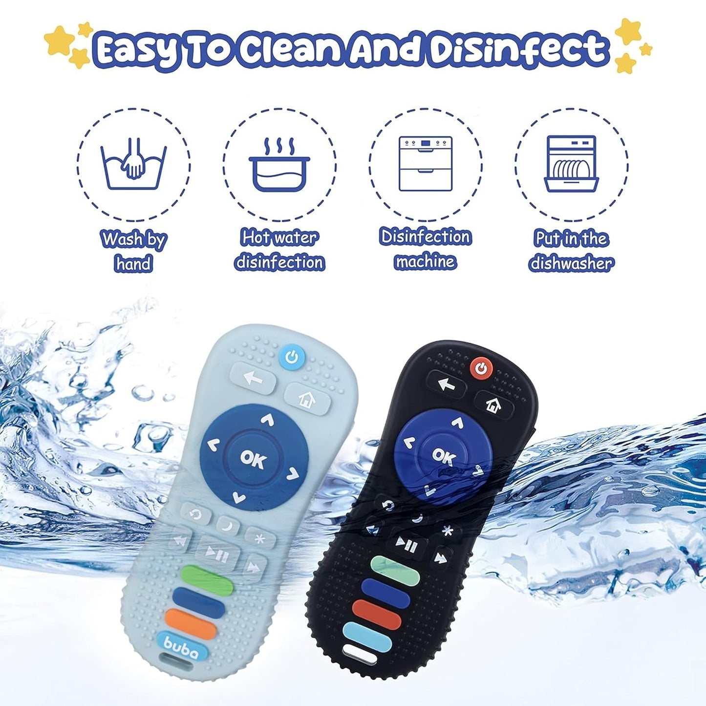 TEC TAVAKKAL Silicone Remote Teether For Baby, Remote Teether For 3+ Months And 6 To 12 Months Baby, Helps Biting Skills Development, Colour & Shape Recognition, Teething Toys For Babies And Toddlers Black