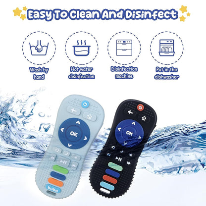 TEC TAVAKKAL Silicone Remote Teether For Baby, Remote Teether For 3+ Months And 6 To 12 Months Baby, Helps Biting Skills Development, Colour & Shape Recognition, Teething Toys For Babies And Toddlers Black