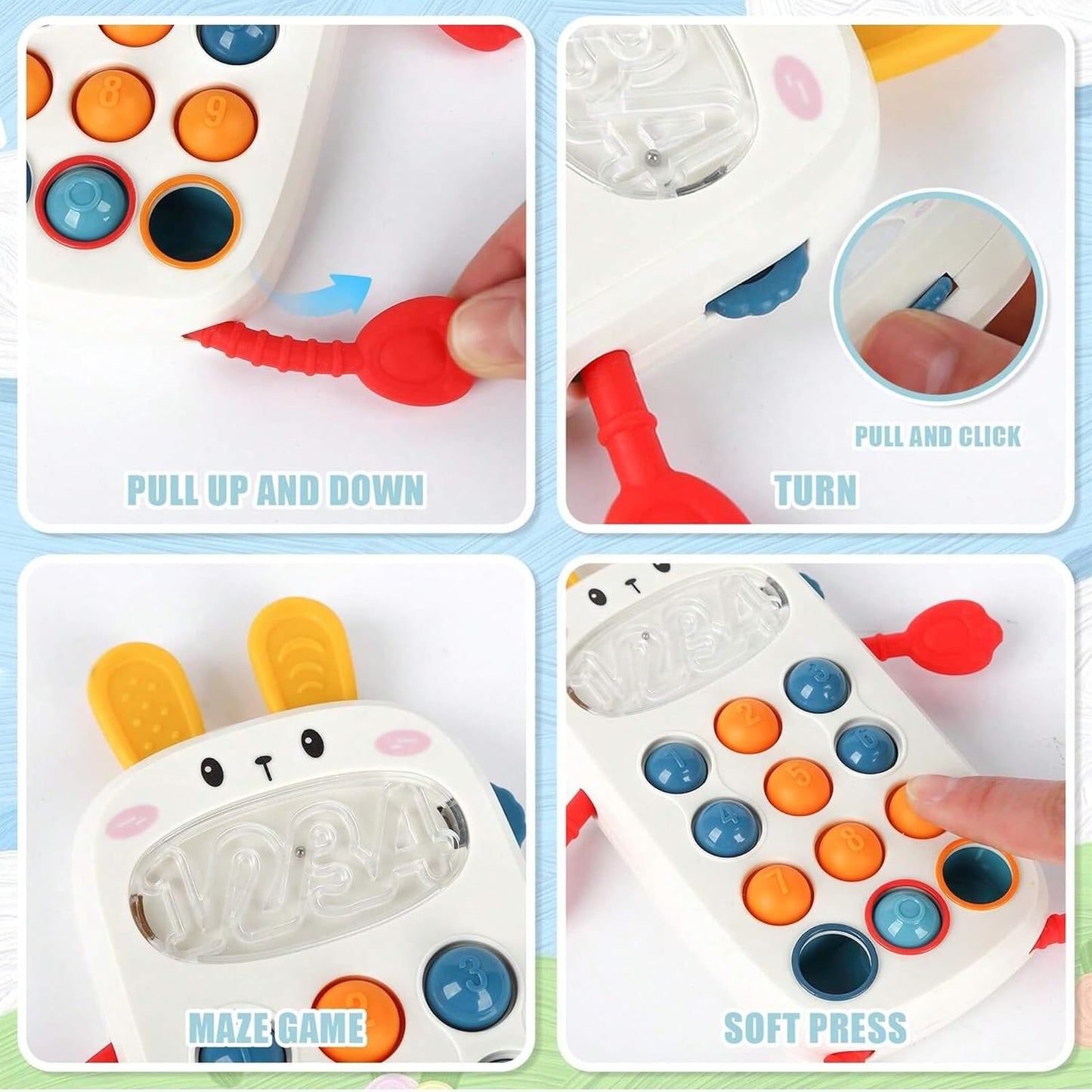 Kidology Pull String Teething Toy for Babies 6+ Months | Sensory Teether & Fine Motor Skills Activity | Montessori Toys for Baby Girls & Boys | Travel-Friendly, Food-Grade Silicone for Toddlers | UFO