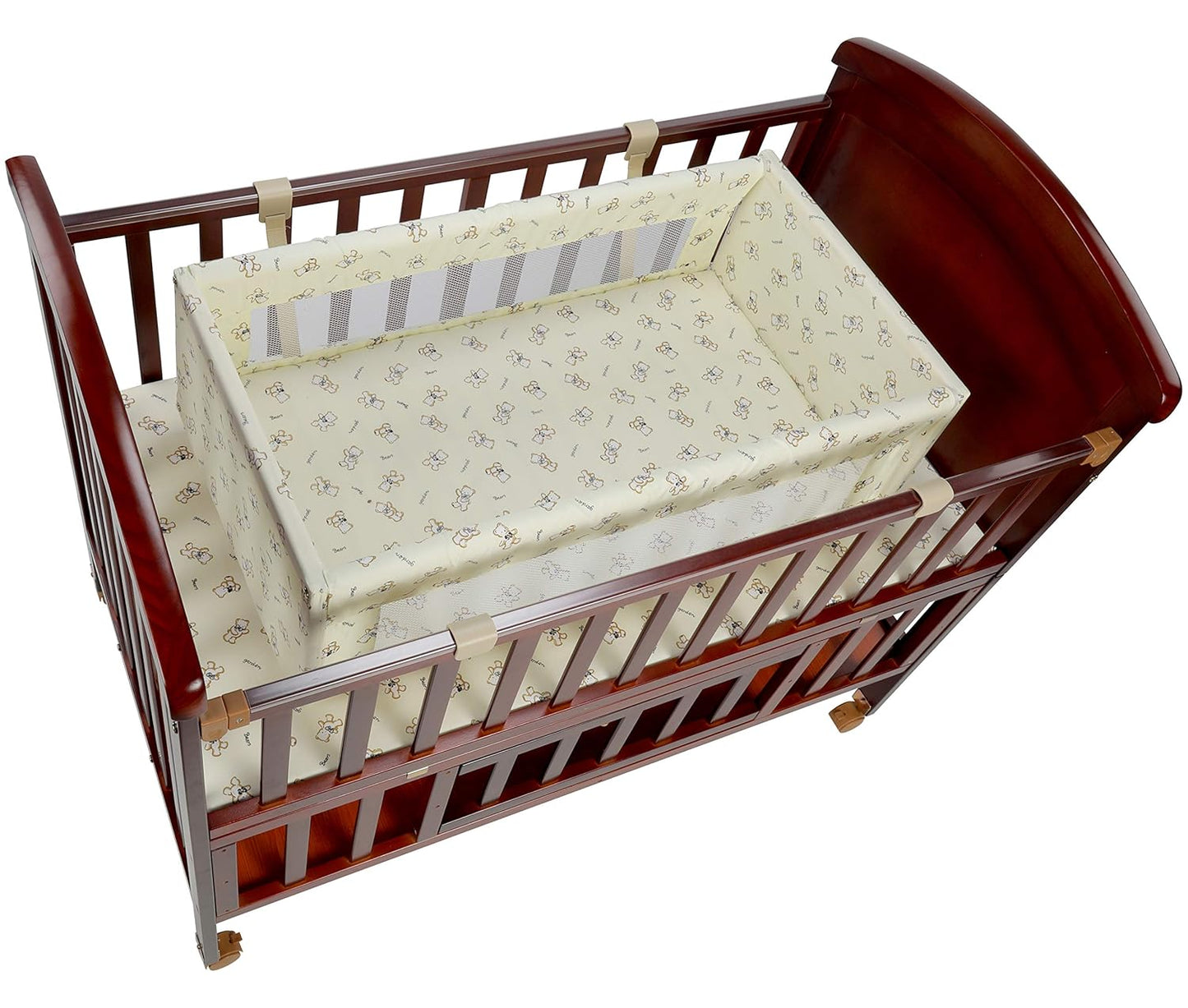 LuvLap C-50 Baby Wooden Cot with Mosquito Net, EN certified Baby Furniture suitable for new born to 12 month, without mattress (Cherry Red)