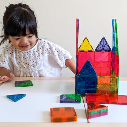 Magna-Tiles Magnetic Building Toys, Clear Colors Set (32 Pieces)