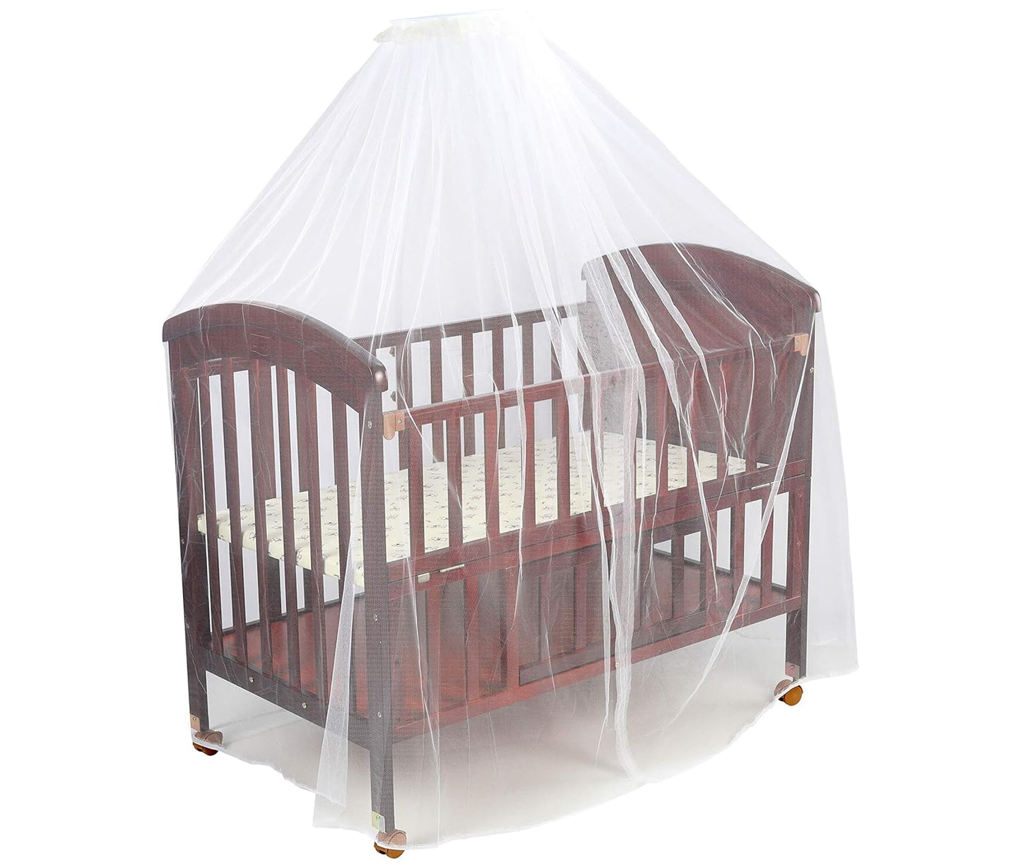 LuvLap C-50 Baby Wooden Cot with Mosquito Net, EN certified Baby Furniture suitable for new born to 12 month, without mattress (Cherry Red)